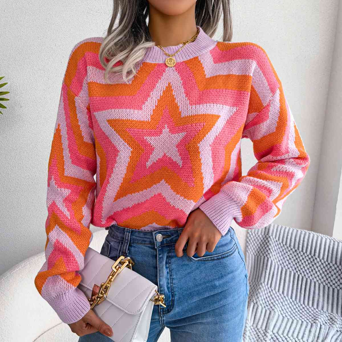 swvws Star Round Neck Sweater