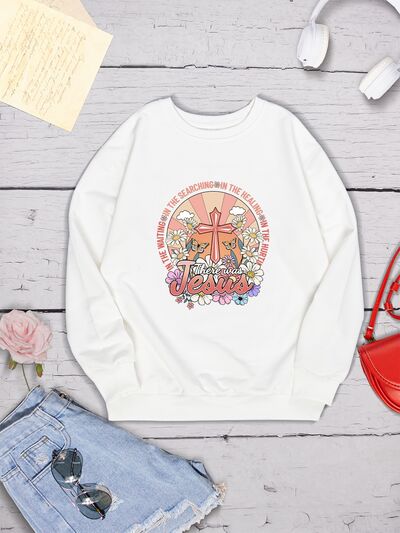 swvws Cross Graphic Round Neck Sweatshirt