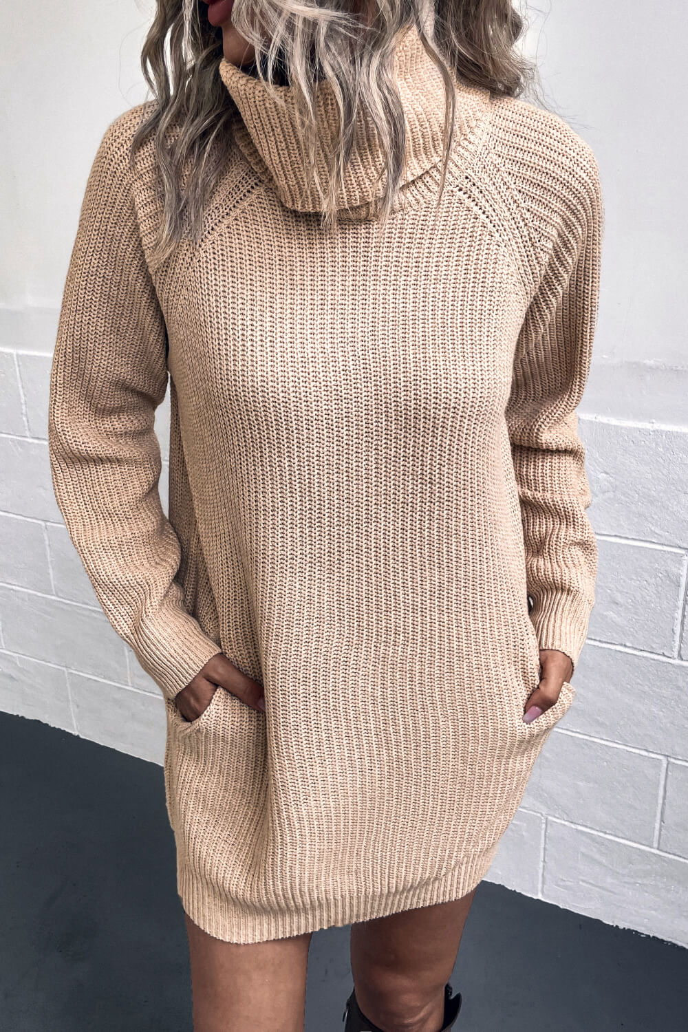 swvws Turtleneck Sweater Dress with Pockets