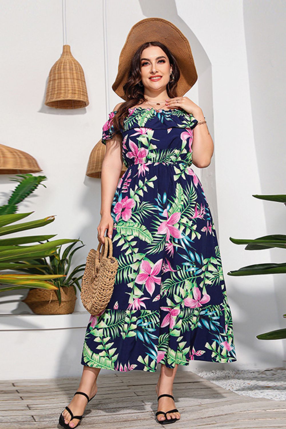 swvws Full Size Floral Off-Shoulder Maxi Dress