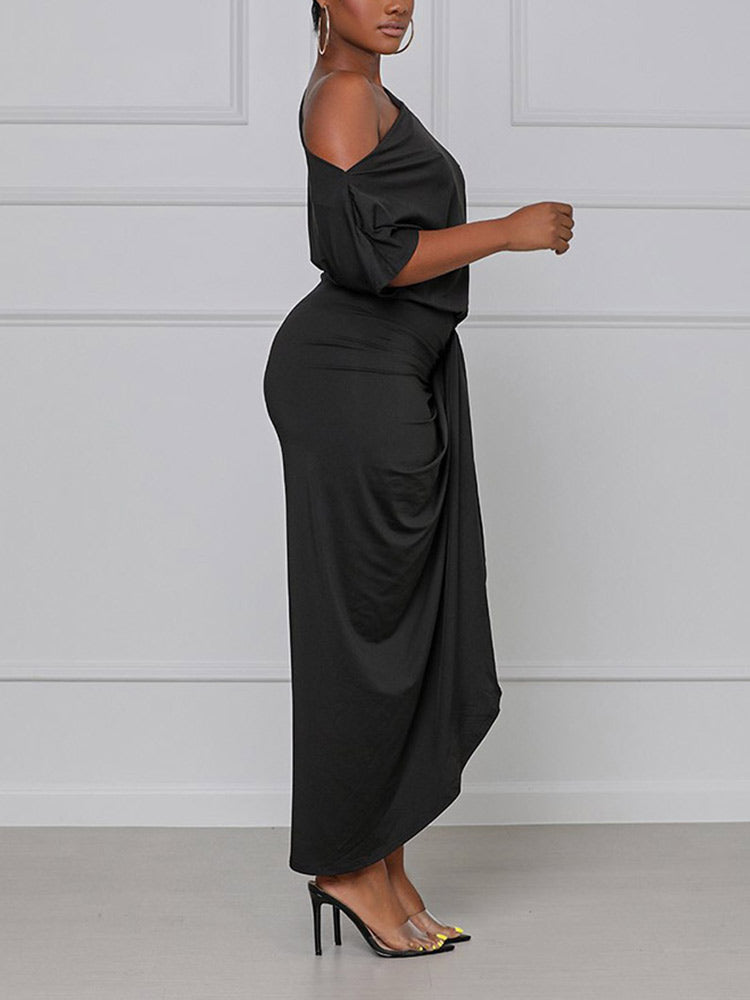 Sixsr One-shoulder Pleated Dress