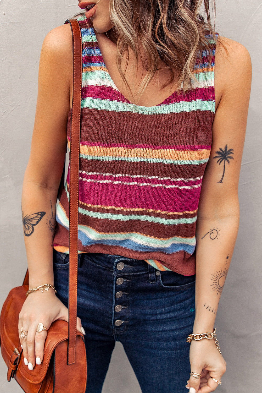 swvws Striped Scoop Neck Tank