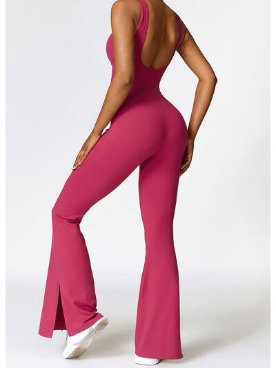 swvws Wide Strap Bootcut Slit Active Jumpsuit