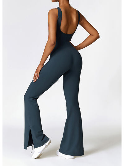 swvws Wide Strap Bootcut Slit Active Jumpsuit