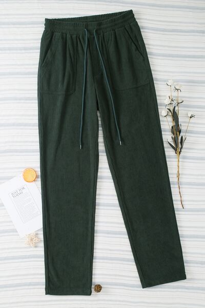 swvws Drawstring Straight Pants with Pockets