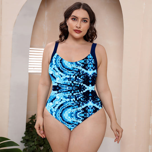 swvws Full Size Printed Scoop Neck Sleeveless One-Piece Swimsuit