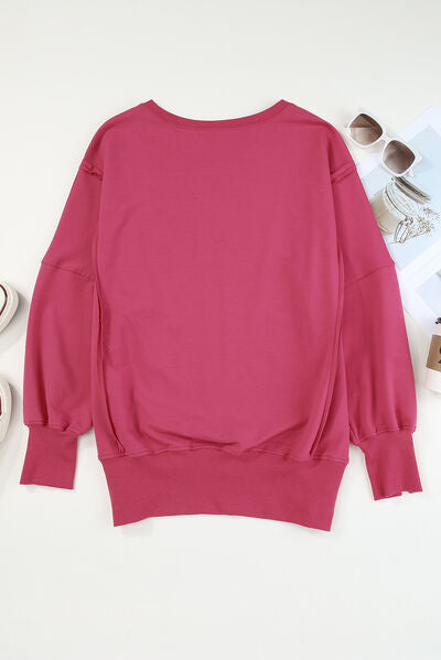 swvws Slit Exposed Seam Round Neck Sweatshirt