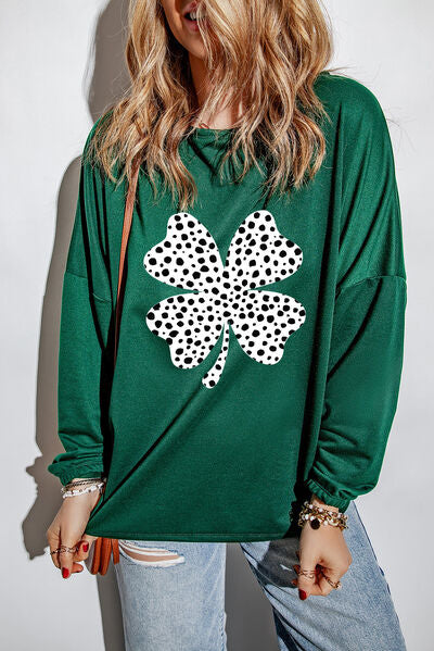 swvws Lucky Clover Round Neck Blouse