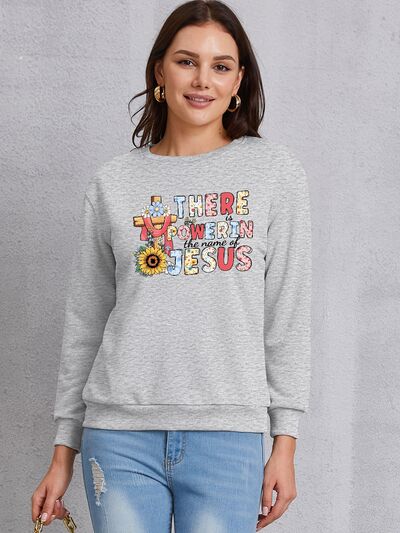 swvws THERE IS POWER IN THE NAME OF JESUS Round Neck Sweatshirt