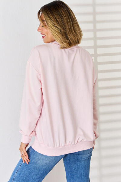 swvws LOVE YOU Heart Sequin Round Neck Sweatshirt