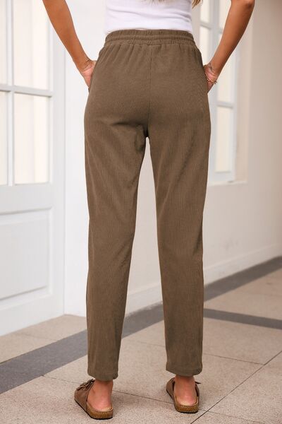 swvws Drawstring Straight Pants with Pockets