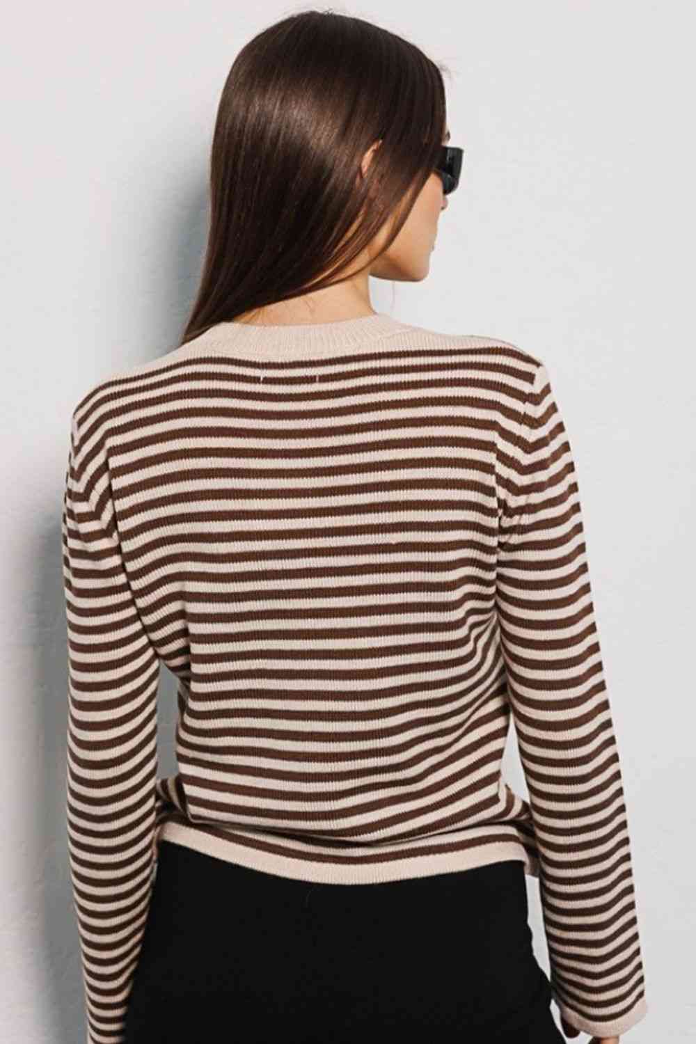 swvws Striped Round Neck Long Sleeve Sweater