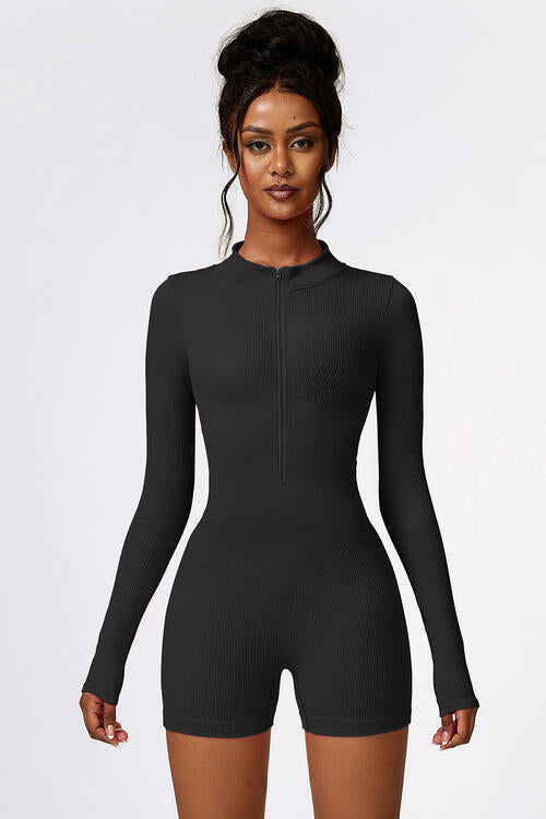 swvws Half Zip Long Sleeve Active Romper