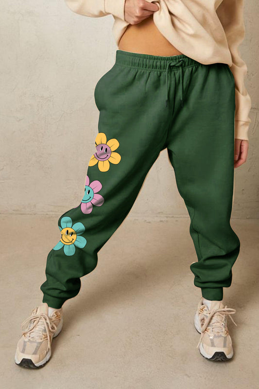 swvws Simply Love Simply Love Full Size Drawstring Flower Graphic Long Sweatpants