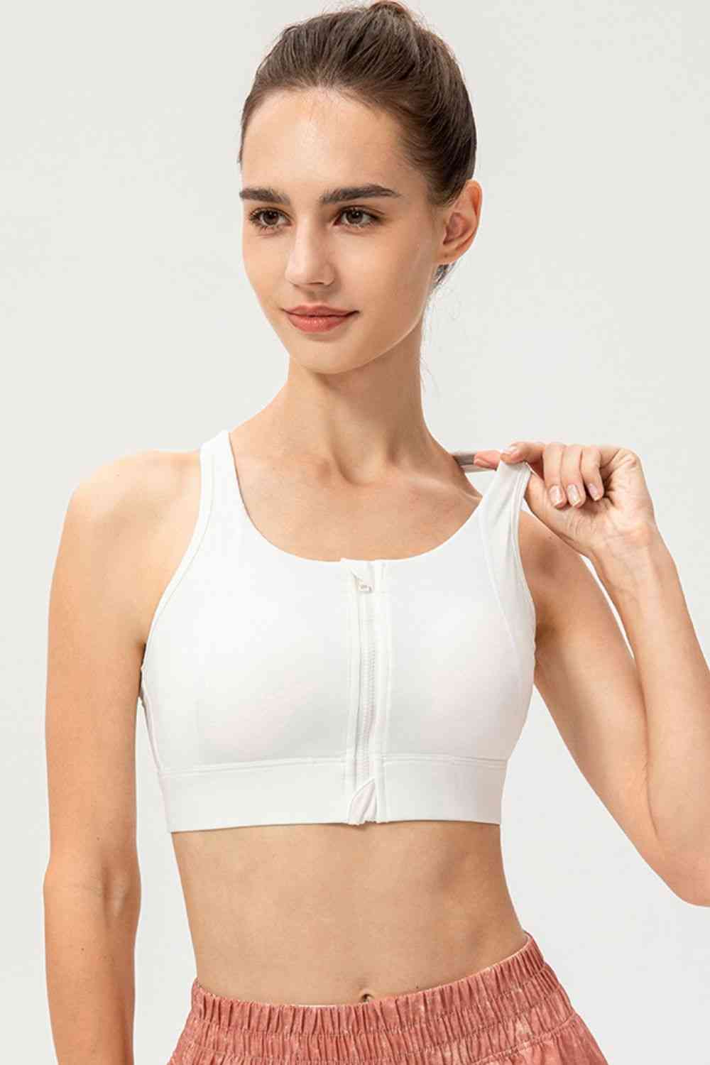 swvws Zip-Up Round Neck Sports Bra