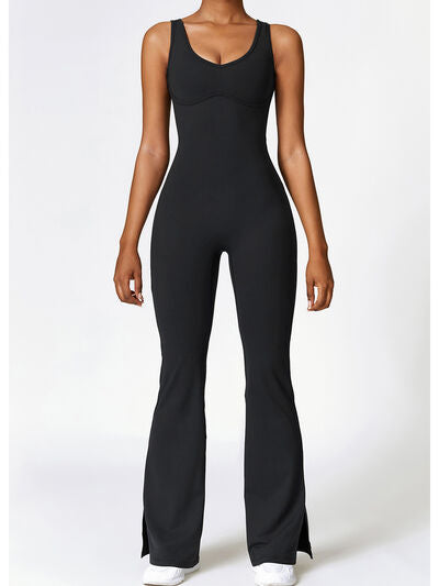 swvws Wide Strap Bootcut Slit Active Jumpsuit