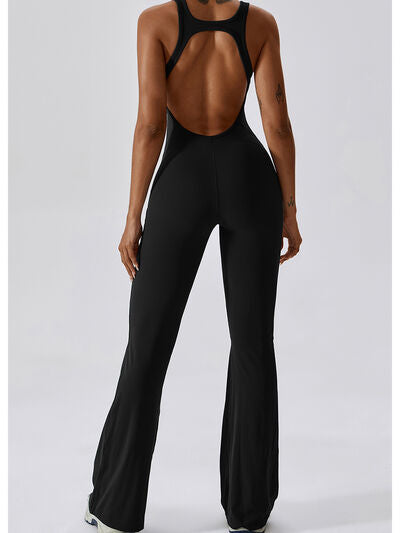 swvws Cutout Wide Strap Bootcut Active Jumpsuit