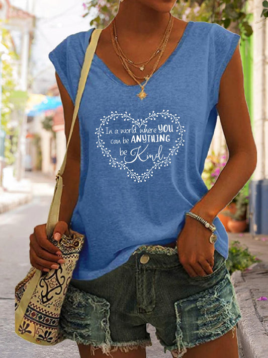 swvws Full Size Heart Graphic V-Neck Tank