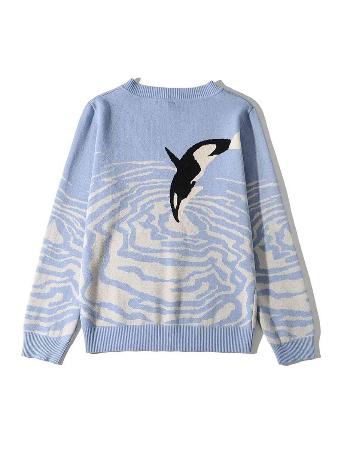 swvws Printed V-Neck Long Sleeve Sweater