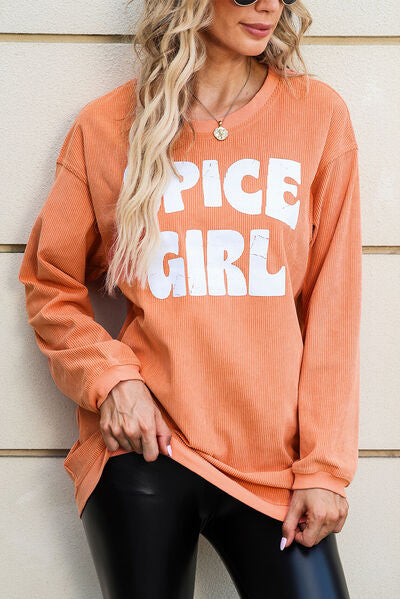 swvws SPICE GIRL Round Neck Dropped Shoulder Sweatshirt