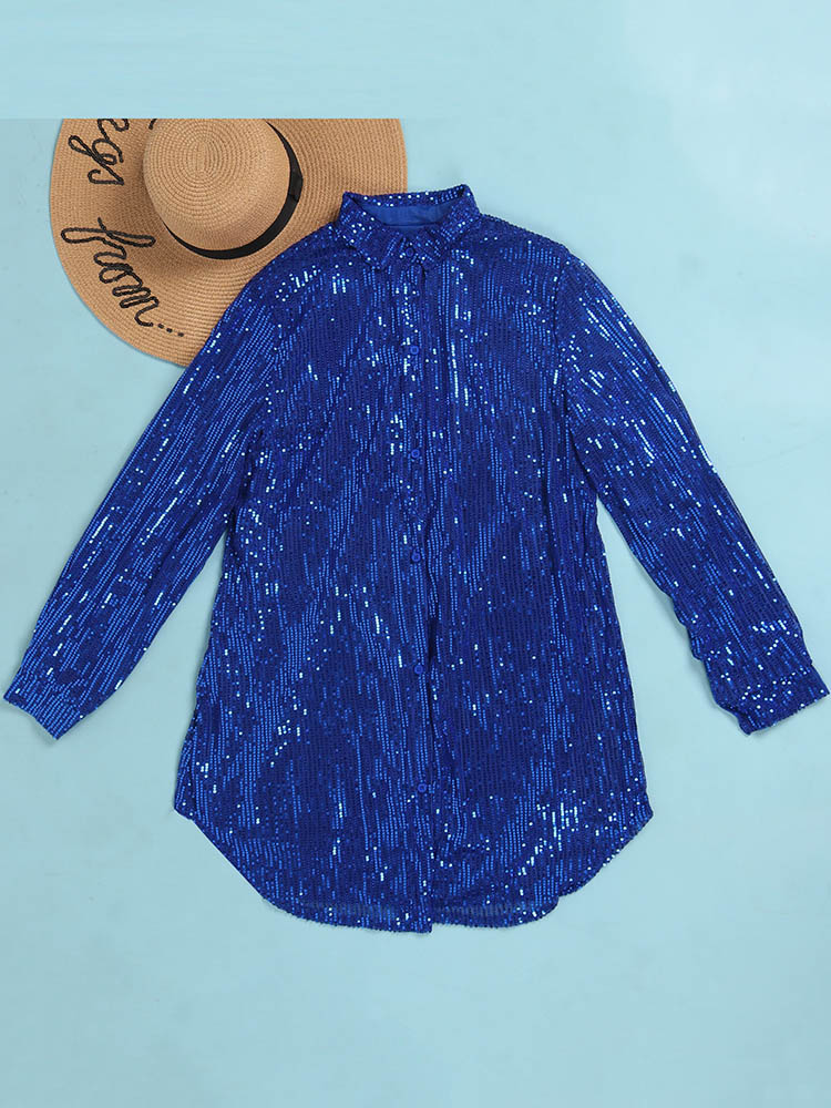 Sixsr Sequin Shirt Mini Dress