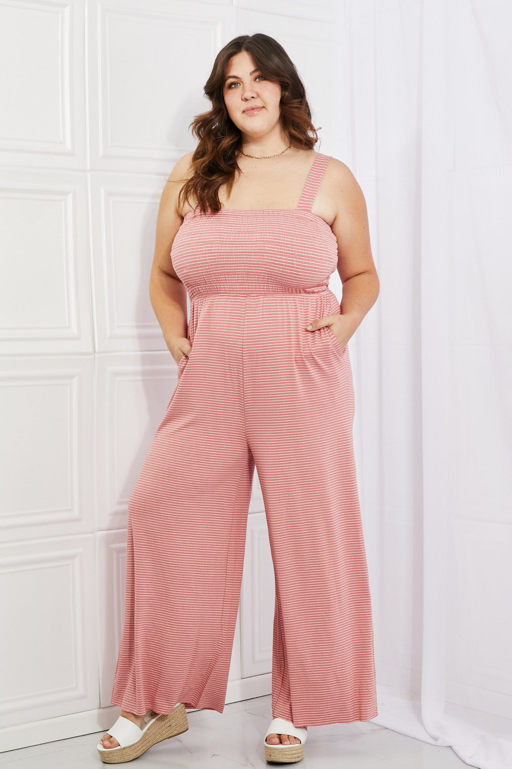 swvws Zenana Only Exception Full Size Striped Jumpsuit