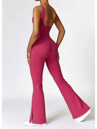 swvws Wide Strap Bootcut Slit Active Jumpsuit