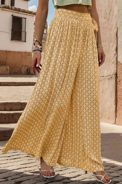 swvws Printed Tied Wide Leg Pants