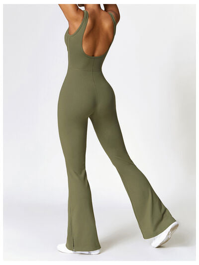 swvws Wide Strap Bootcut Slit Active Jumpsuit