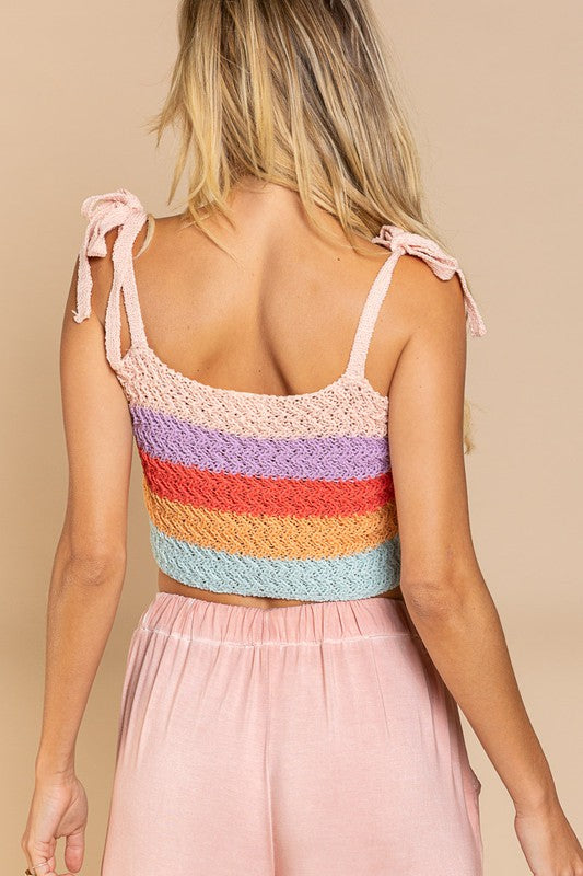 swvws Tie-shoulder Sweater Crop Tank Top