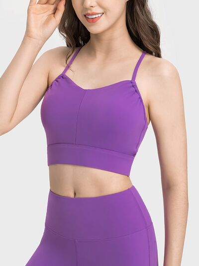 swvws Spaghetti Strap Crisscross Back Active Bra