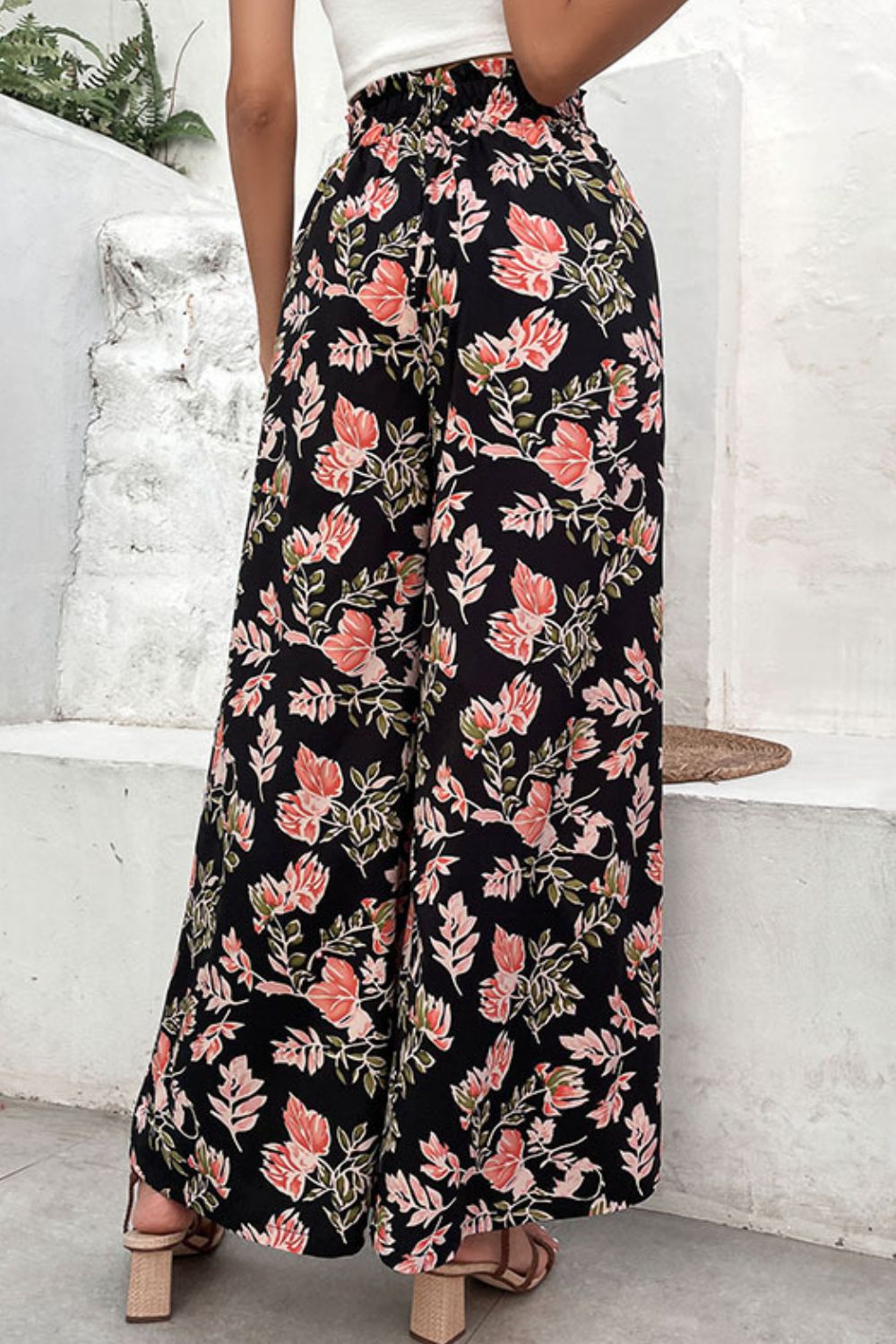 swvws Floral Pull-On Wide Leg Pants