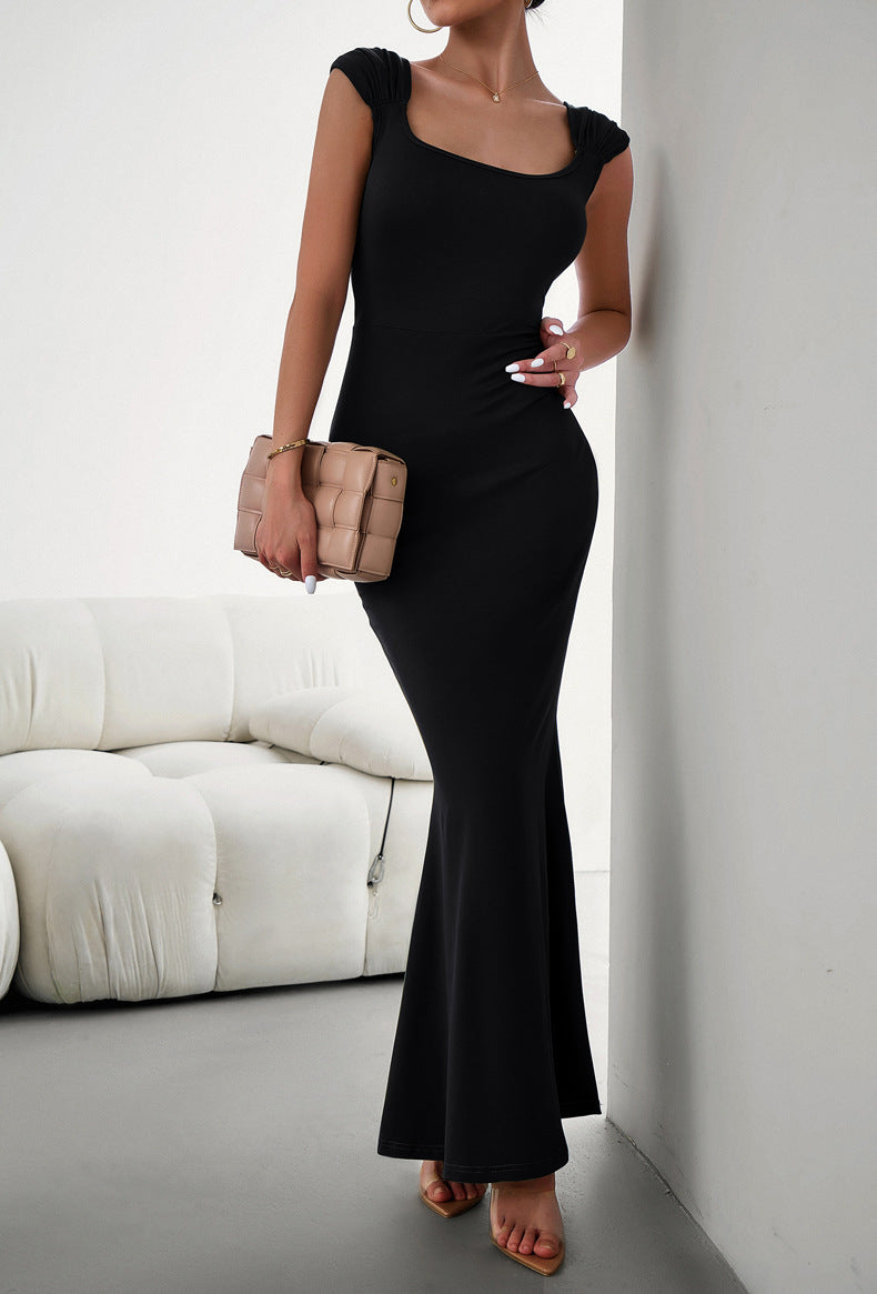 swvws Cap Sleeve Scoop Neck Maxi Dress