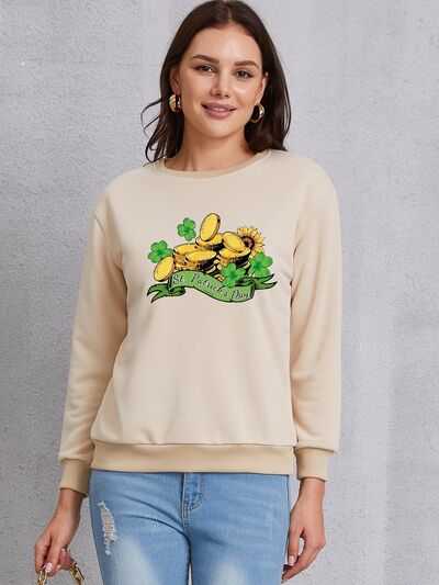 swvws ST. PATRICK'S DAY Graphic Round Neck Sweatshirt