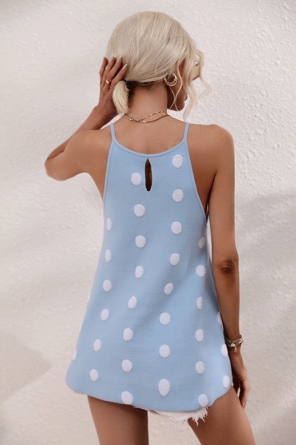 swvws Polka Dot Round Neck Knit Tank