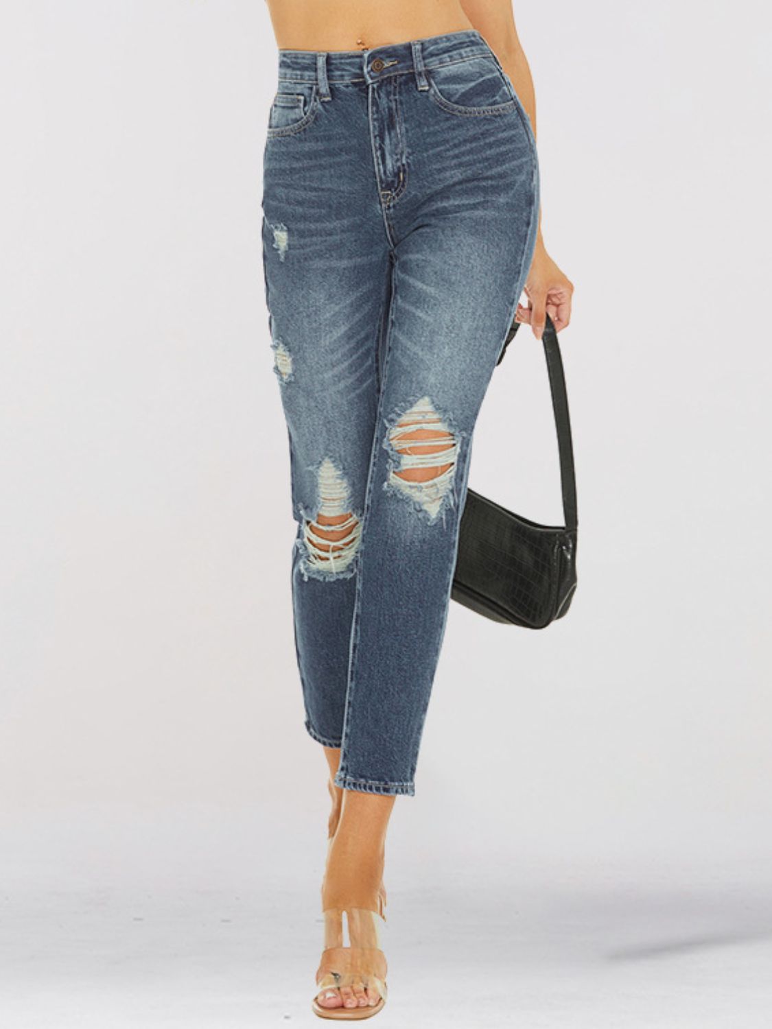 swvws Distressed Skinny Cropped Jeans