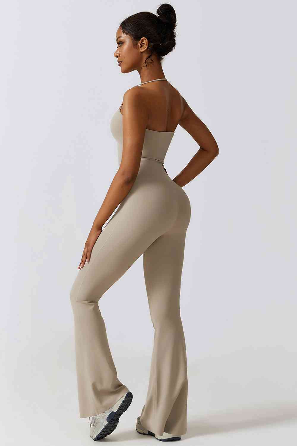 swvws Halter Neck Flare Sport Jumpsuit