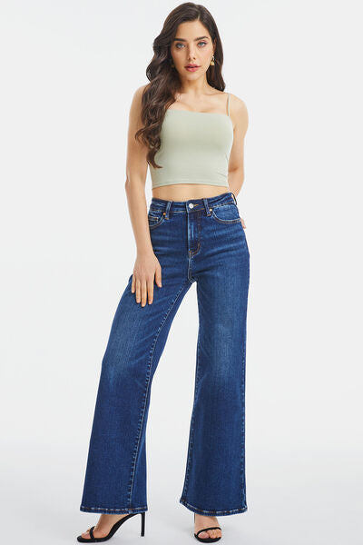 swvws BAYEAS Full Size High Waist Cat's Whisker Wide Leg Jeans