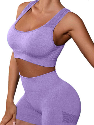 swvws Cutout Scoop Neck Tank and Shorts Active Set