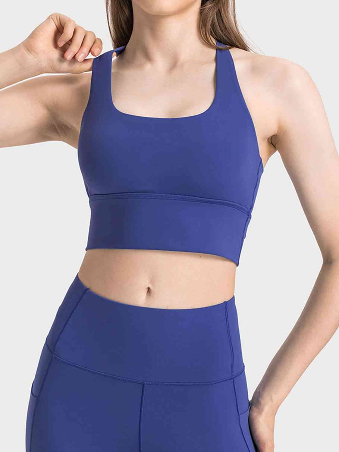 swvws Scoop Neck Crisscross Straps Sports Bra