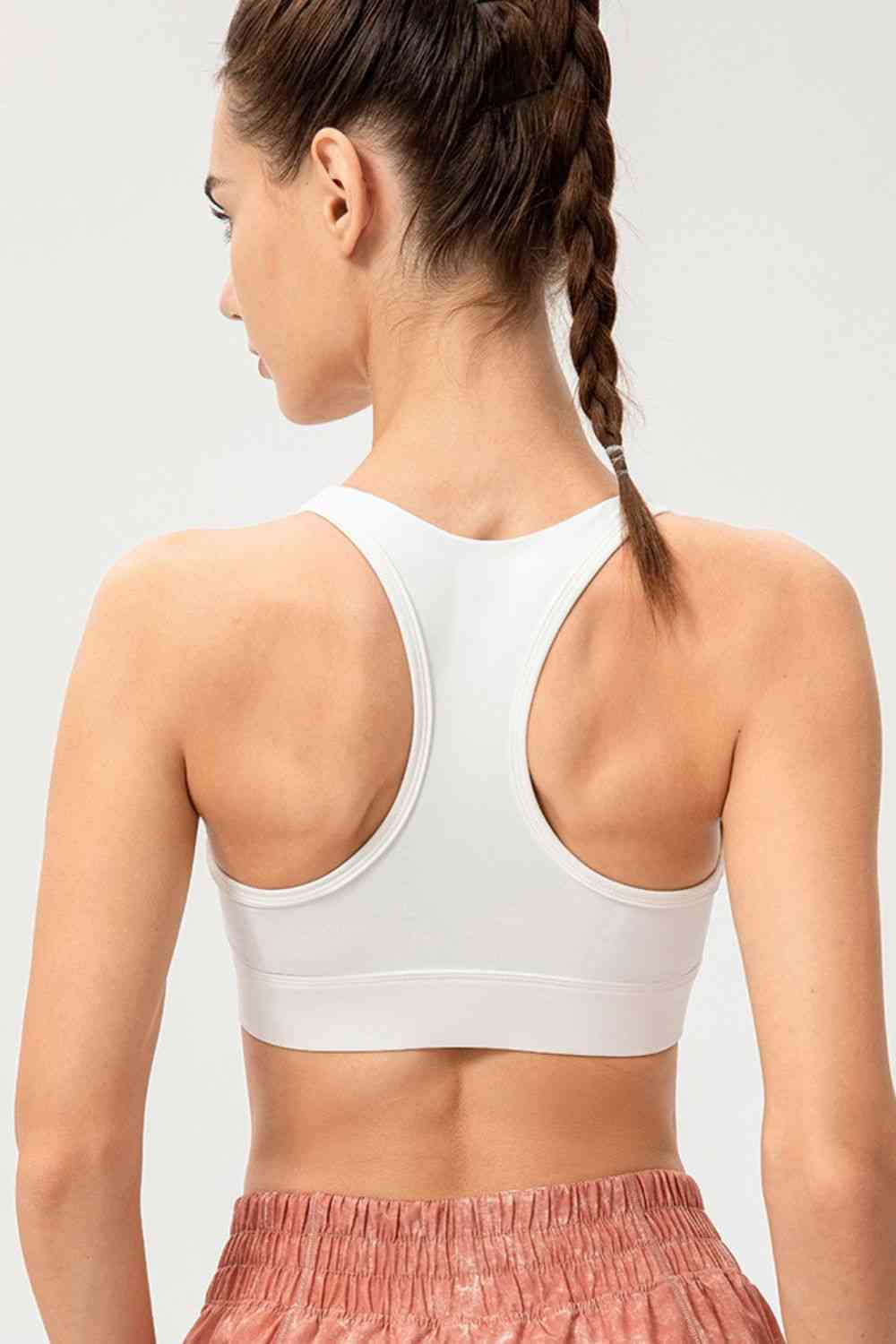 swvws Zip-Up Round Neck Sports Bra