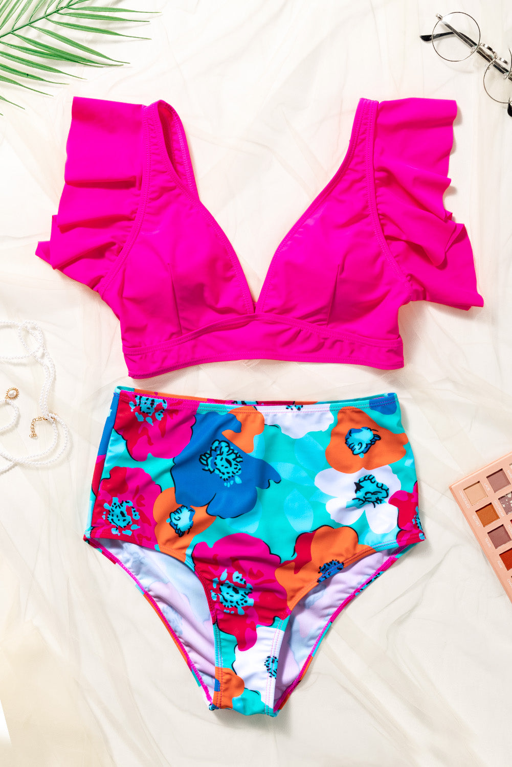 swvws Cropped Swim Top and Floral Bottoms Set