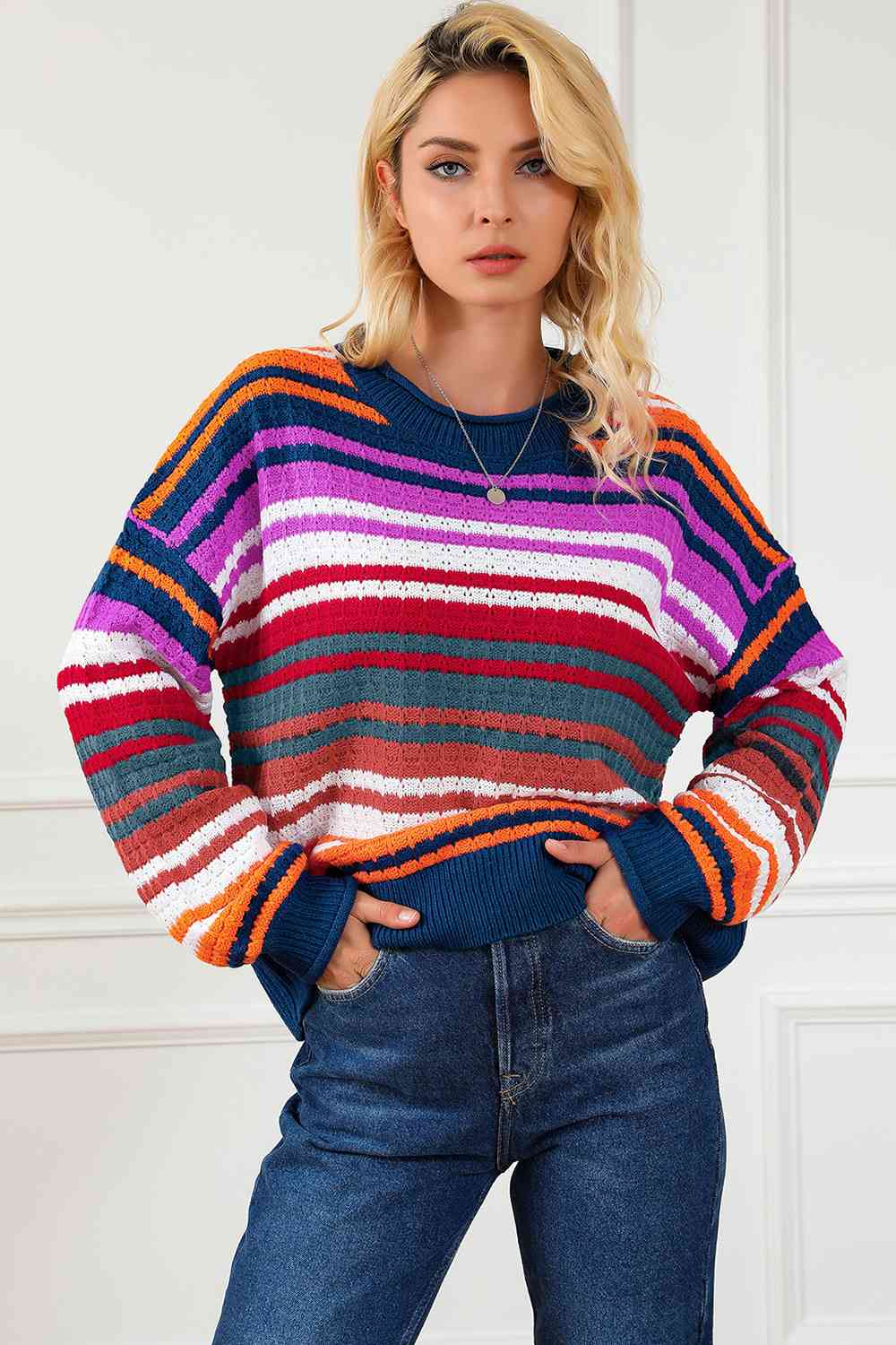 swvws Striped Round Neck Sweater