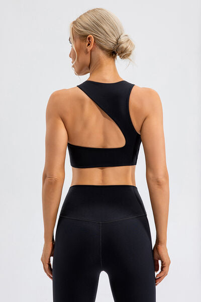 swvws Round Neck Cutout Cropped Active Tank