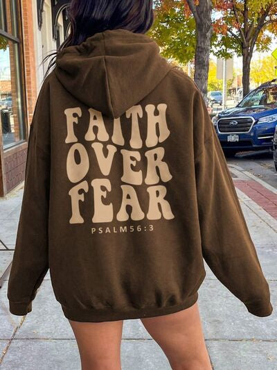 swvws FAITH OVER FEAR Dropped Shoulder Hoodie