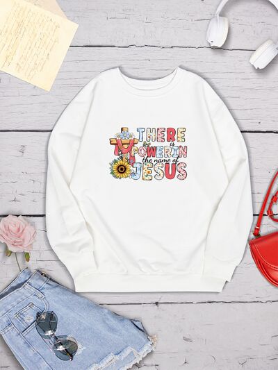 swvws THERE IS POWER IN THE NAME OF JESUS Round Neck Sweatshirt