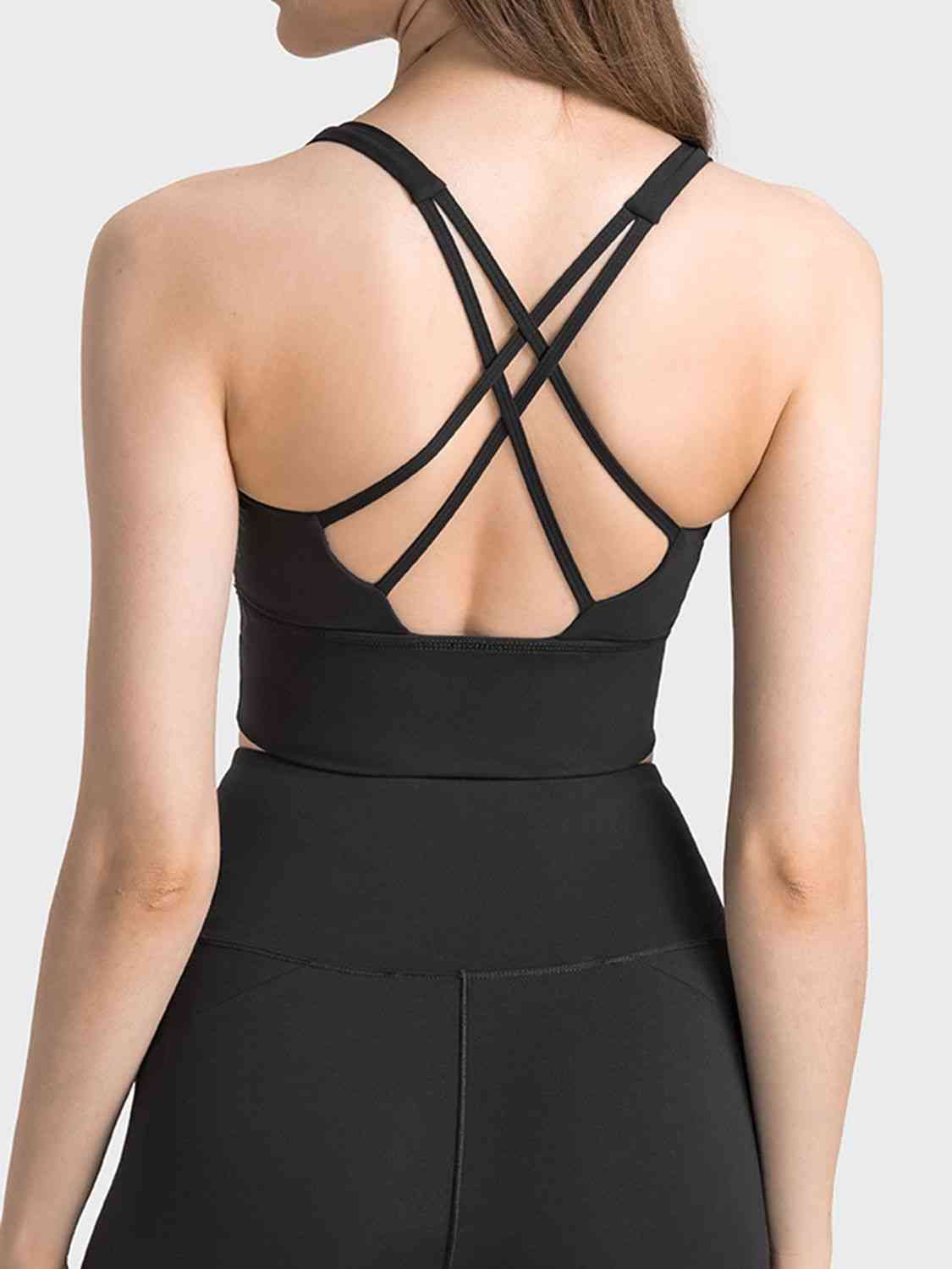 swvws Scoop Neck Crisscross Straps Sports Bra