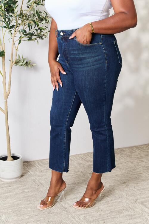 swvws BAYEAS Full Size Raw Hem Straight Jeans