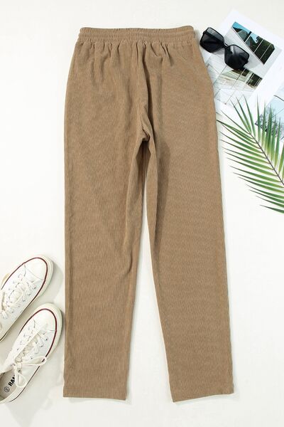 swvws Drawstring Straight Pants with Pockets