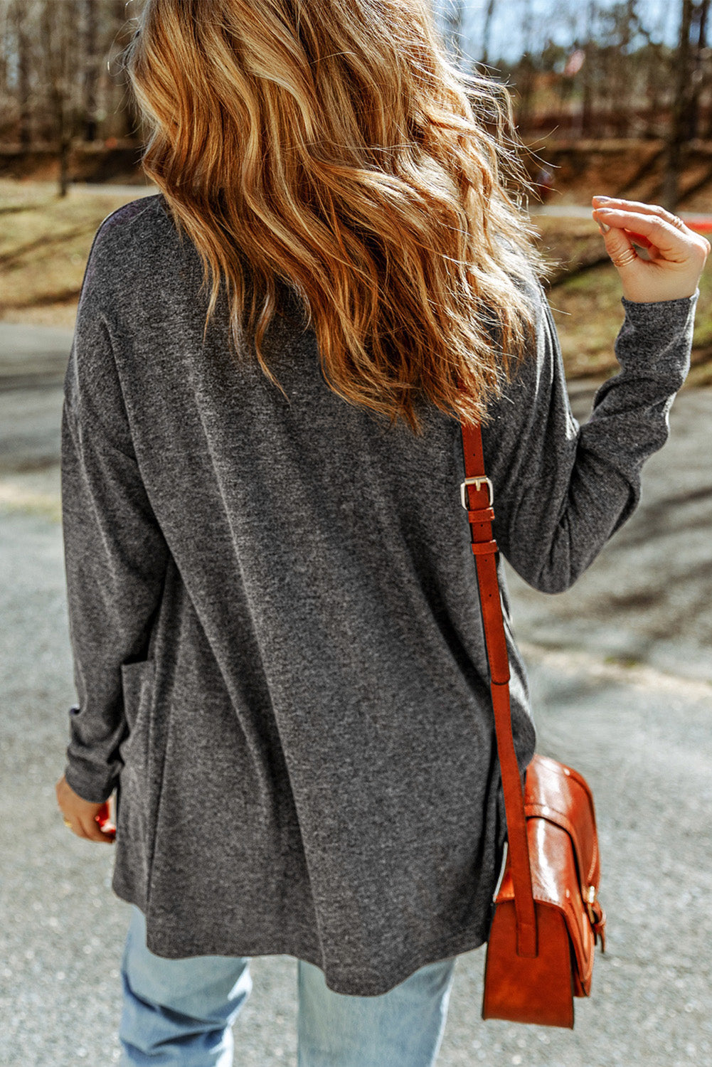 swvws Long Sleeve Dropped Shoulder Cardigan with Pocket